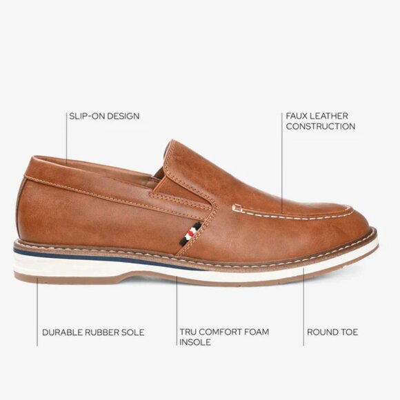 VANCE Harrison Men\'s Slip-On Casual Loafers, Color: Cognac, Size: 10 main image 4